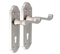 Epsom Door Handle Askworth Satin Nickel Lever Lock Set - Backplate Design 170mm x 48mm - Includes 3 Lever Mortice Sash Mechanism - 1 Pair