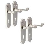 Epsom Door Handle Askworth Satin Nickel Lever Lock Set - Lever on Backplate 170mm x 48mm - Includes 3 Lever Sash Lock - 1 Pair