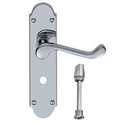 Epsom Door Handle Bathroom Set 170mm X 40mm Polished Chrome (1, Satin Chrome)