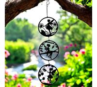 Epsom Door Handle Black Fairy Silhouette Hanging Trio Spinner 60cm X 15cm 3-Tier Kinetic Wind Spinner for Garden Home Outdoor Metal Hanging Fairy Ornament