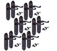 Epsom Door Handle - Black Nickel Internal Door Handles - Door Handles Internal Sets Including Tubular Latch, Black Door Handle Set for Internal Doors, Door Handle in Black, 170mm x 42mm 6 Sets