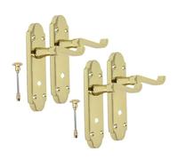 Epsom Door Handle - Brass Internal Bathroom Door Handles - Door Handles Internal Sets, Brass Door Handle Set for Internal Doors, Door Handle in Electro Brass, 170mm x 42mm