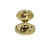 Epsom Door Handle Brass Plated Round Door Knob Set Including Tubular Latch - Georgian Style Sprung Internal External Door Knobs for Mortice Locks Tubular Latches. Sets 1