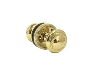 Epsom Door Handle Brass Plated Round Door Knob Set Including Tubular Latch - Georgian Style Sprung Internal and External Door Knobs for Mortice Locks and Tubular Latches. Sets 4