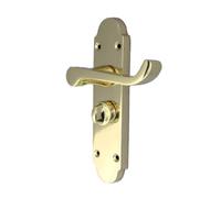Epsom Door Handle Brass Plated Victorian Scroll Privacy Lever Set with Lock Classic Interior Design Durable Finish Ideal for Bedrooms and Bathrooms Single Set