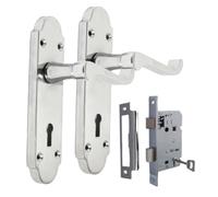 Epsom Door Handle - Chrome Internal Door Handles - Door Handles Internal Sets Including 3 Lever Motice Sash Lock, Chrome Door Handle Set for Internal Doors, Door Handle in Chrome, 170mm x 42mm