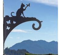 Epsom Door Handle Decorative Metal Hanging Basket Brackets - Heavy-Duty Wall Hooks for Garden Planters, Bird Feeders & Outdoor Décor - Fairy, Animal & Nature-Inspired Designs (Cat)