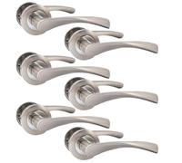 Epsom Door Handle Epsom Duo Twist Door Handle - Satin Chrome Lever on Rose | Latch Escutcheon or Bathroom Privacy with Thumb Turn | 4 or 6 Pairs (6 x Pair of Door Handles)