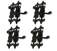 Epsom Door Handle Fleur de LYS Black Wrought Iron Door Handle Range - Traditional Cottage Style | Latch, Lock & Bathroom Options | 1, 4 or 6 Pack (4 x Pairs of Handles)