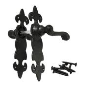 Epsom Door Handle Fleur de LYS Black Wrought Iron Door Handle Range - Traditional Cottage Style | Latch, Lock & Bathroom Options | 1, 4 or 6 Pack (1 x Pair of Handles)