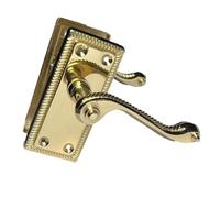 Epsom Door Handle Georgian Scroll Brass Door Handle Set - Internal Lever Handles with Backplate (108mm x 48mm) - Classic Polished Brass-Plated Finish - Pair