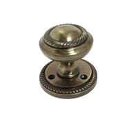 Epsom Door Handle Georgian Style Antique Brass Round Door Knob Set - Sprung Internal & External Mortice Knobs - Includes Tubular Latch - 1 Pair