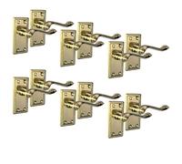 Epsom Door Handle Georgian Style Scroll Brass Door Handle Set - Internal Door Handles with Tubular Latch Classic Brass-Plated Finish (-6 Pairs) - Backplate Size 108mm x 48mm (6 Pair of Handles)