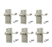 Epsom Door Handle Georgian Style Scroll Lever Set Satin Nickel Finish Includes Tubular Mechanism for Interior Use Pack of Six