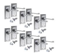 Epsom Door Handle Georgian Style Scroll Lever Set - Satin Nickel Finish - Includes Tubular Mechanism - Interior Use - 6 Pairs