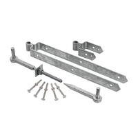 Epsom Door Handle Heavy Duty Field Gate Hinge Set 19mm Pin Includes 24" Top Band 5" Bottom Band Hook to Drive Hook to Bolt Fixings Farm Field Gate Hardware Galvanised Steel Finish