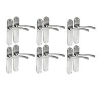 Epsom Door Handle Internal Polished Chrome Twist Door Handle Set, Interior Latch Lever on Long Back Plate, Door Handle Latch, Privacy Lockable Handle for Bathroom, Bedroom, Front Door 6 Pairs