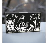 Epsom Door Handle Landscape Solar Wall Panel with Robin Design Warm LED Light 25cm x 48cm x 5cm Weatherproof Decorative Wall Art for Garden Patio Fence and Outdoor Use