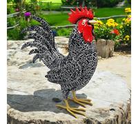 Epsom Door Handle Large Metal Garden Bird Statue - Handcrafted Weather-Resistant Rooster, Hen & Peacock Ornaments | Farmhouse Outdoor Décor for Garden, Patio & Lawn (Black Cockerel)