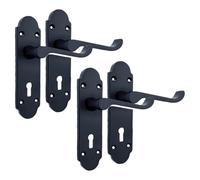 Epsom Door Handle - Matt Black Internal Bathroom Door Handles - Door Handles Internal Sets, Matt Black Door Handle Set for Internal Doors, Door Handle in Matt Black, 170mm x 42mm