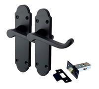 Epsom Door Handle Matt Black Internal Door Handle Set - Lever on Backplate 170mm x 42mm - Includes Tubular Latch - 1 Pair