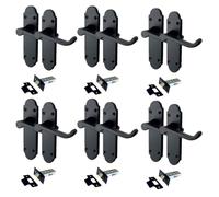 Epsom Door Handle Matt Black Internal Door Handle Sets - Lever on Backplate 170mm x 42mm - Includes Tubular Latch - 6 Pairs