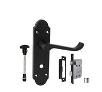 Epsom Door Handle Matt Black Privacy Lever Set with Sash Lock 170mm x 42mm Durable Finish Sleek Design Ideal for Interior Use
