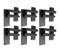 Epsom Door Handle Matt Blackl Straight Door Handle Set - Victorian Style Internal and External Lever Door Handles with Backplate 118mm x 42mm Sets 6