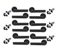 Epsom Door Handle Modern Black Lever Rose Door Handle with Tubular Latch - Modern Square Design, 122mm Handle, 52mm Rose - 6 Sets