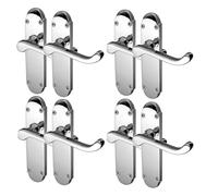 Epsom Door Handle Polished Chrome Scroll Door Handle Set - Victorian Style Internal and External Lever Door Handles with Backplate 170mm x 42mm Sets 4