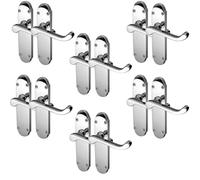 Epsom Door Handle Polished Chrome Scroll Door Handle Sets - 6 Pack Victorian Lever Handles with 170mm x 42mm Backplate | Internal and External Door Handle Set for Home Office and DIY Projects