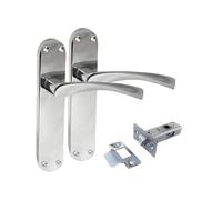 Epsom Door Handle Polished Chrome Twist Lever Set - Long Backplate Design for Interior Use - Includes Tubular Mechanism - 1 Pair
