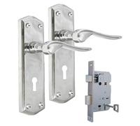 Epsom Door Handle Premium Chrome Internal Door Lock Handles with Long Back Plate and Sash Lock - Stellar Design Grip Adjustable Spindle and Seamless Finish