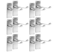 Epsom Door Handle Satin Chrome Scroll Door Handle Set - Victorian Style Internal and External Lever Door Handles with Backplate 118mm x 42mm Sets 6