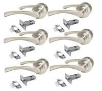 Epsom Door Handle Satin Finish Twist Lever Set on Rose with Tubular Latches - Modern Internal Door Hardware for Bedroom & Living Spaces (6 Pairs)