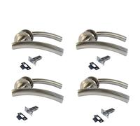 Epsom Door Handle Satin Nickel Lever on Rose Door Handle with Tubular Latch - 134mm Lever, 54mm Rose | Interior Passage Handle | Pack of 4