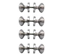 Epsom Door Handle Satin Nickel Reeded Round Door Knob Set Sprung Internal External Door Handles with Optional Tubular Latch Available in 1 2 4 or 6 Pairs (4 X Pair of KNOBS)