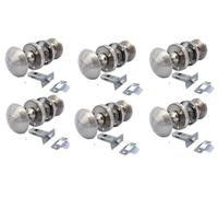 Epsom Door Handle Satin Nickel Round Door Knob Set Reeded Style Sprung Door Knobs for Internal External Doors Compatible with Mortice Locks Tubular Latches (6 Pair of KNOBS Tubular Latch)