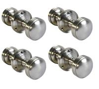 Epsom Door Handle Satin Nickel Round Door Knob Set Tubular Latch Heavy Reeded Sprung Door Knobs for Internal External Doors Compatible with Mortice Locks Tubular Latches (4 Pair of Handles)