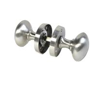 Epsom Door Handle Satin Nickel Round Door Knob Set - Victorian Style Sprung Internal and External Door Knobs for Mortice Locks and Tubular Latches (Pair of Knobs + Tubular Latch)