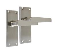 Epsom Door Handle Satin Nickel Straight Door Handle Set - Victorian Style Internal External Lever Door Handles with Backplate 118mm X 42mm Sets (1 Pair of Latch Handles)
