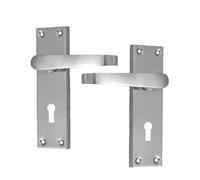 Epsom Door Handle Satin Nickel Victorian Straight Door Handles - Interior Lock Set with Back Plate 150 x 42mm Multipack