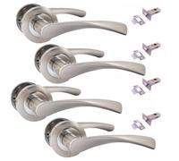Epsom Door Handle Set - Internal Chrome & Satin Duo Twist Lever on Rose | Modern Privacy Lock Door Handles for Bathroom, Bedroom & Interior Doors | Available in 4 Pairs (with Tubular Latch)
