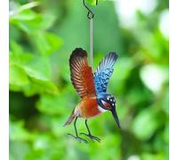 Epsom Door Handle Small Metal Hanging Bird Ornaments - Robin, Blue Tit, Wren, Kingfisher | 14cm Handcrafted Weather-Resistant Garden & Home Décor Sculptures (Kingfisher)