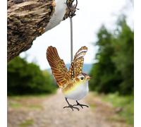 Epsom Door Handle Small Metal Hanging Bird Ornaments - Robin, Blue Tit, Wren, Kingfisher | 14cm Handcrafted Weather-Resistant Garden & Home Décor Sculptures (Wren)