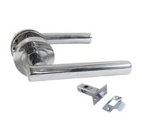 Epsom Door Handle- Straight T Bar Internal Latch & Tubular Latch, Essential Sets for Internal, Featuring Polished Chrome Finish, Door Latch Compatibility for Home & Office (1 Set)