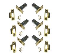 Epsom Door Handle Tubular Mortice Door Latch 64mm (2.5") Internal Latch with Screws Strike Plate 8mm Spindle 44mm Backset Matt Black Nickel or Brass Packs of 1 4 6 (Brass Plated 6 Tubular Latch)