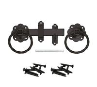 Epsom Door Handle Twisted Ring Gate Latch Black Japanned or Galvanised Finish Heavy Duty Steel Traditional Gate Catch with Fixings Rust-Resistant for Garden Gates Sheds Doors Fences (Black Japanned)