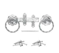 Epsom Door Handle Twisted Ring Gate Latch Galvanised Finish Heavy Duty Steel Traditional Gate Catch with Fixings Rust Resistant Design for Garden Gates Sheds Doors and Fences