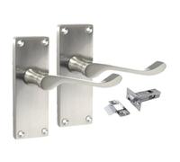 Epsom Door Handle Victorian Scroll Satin Nickel Internal Door Handle Set - Lever on Backplate 118mm x 42mm - Includes Tubular Latch - 1 Pair